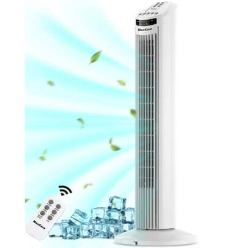 MaxKare 30" Tower Fan with Remote, 3 Speeds and Modes, Oscillating, Timer, White