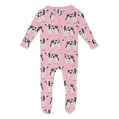 Print Footie with 2 Way Zipper in Cake Pop Cows