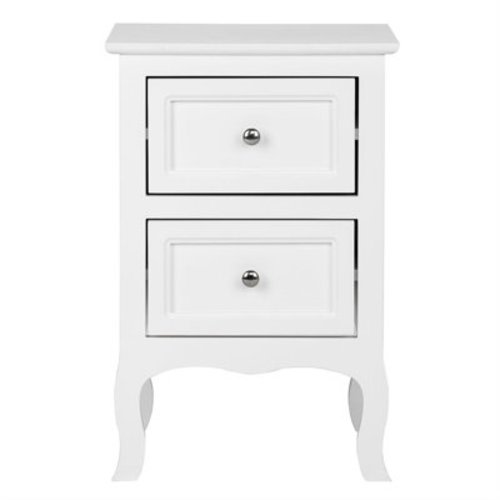UBesGoo Nightstand End Table with 2 Drawer,White Finish