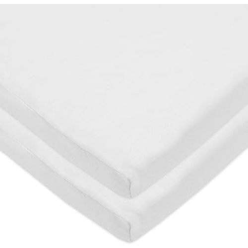 American Baby Company 2 Pack 100% Cotton Knit Fitted 18" x 36" Cradle/Bassinet Sheet - Compatible with Mika Micky Bassinet, White, Soft Breathable, for Boys and Girls
