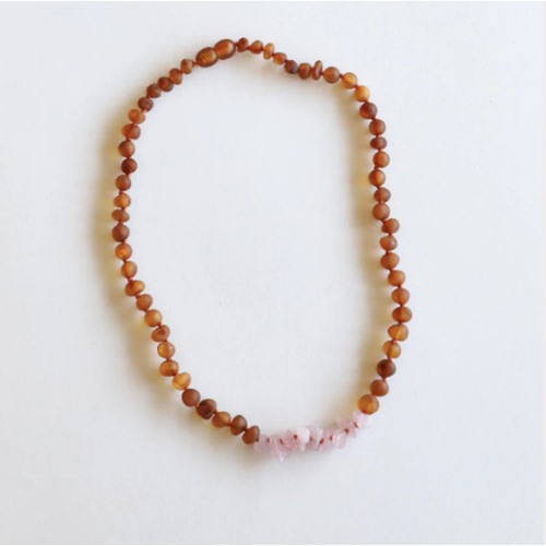 Raw Cognac Baltic Amber + Raw Rose Quartz || Necklace – CanyonLeaf