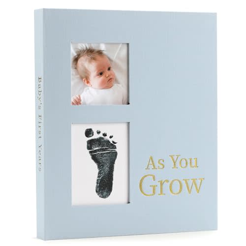 Keepsake Memory Book for Baby Boys or Girls, Timeless First 5 Year Baby Book, A Milestone Book to Record Every Event from Birth to Age 5 Gender Neutral Journal Scrapbook Photo Album (Light Blue)