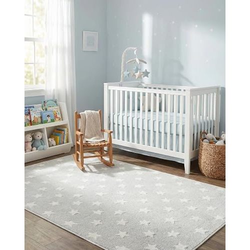 Whimsy Kids Rug – 4' 1 x 6' 1 Cloud Gray Easy-Clean Stain-Resistant Rug – Perfect for Kids Bedrooms, Playrooms, and Nurseries