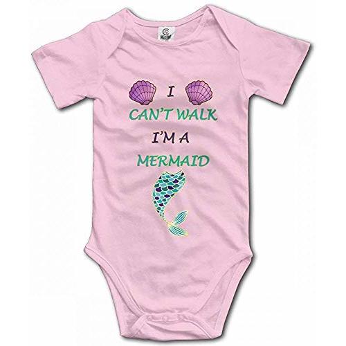 Yeavomeny I Can't Walk I'm a Mermaid Cute Baby Bodysuit Short Sleeve Romper Jumpsuit Outfits