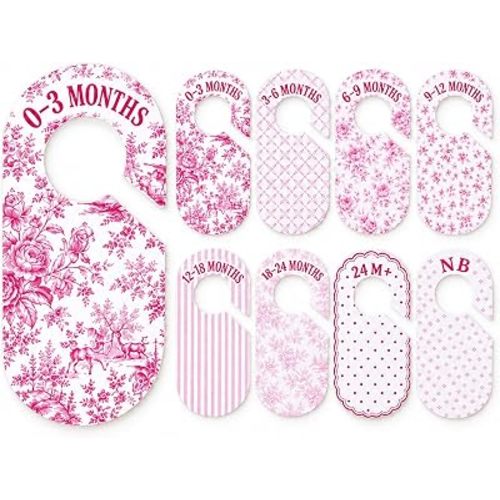 8 Pcs Pink Bow baby Size Closet Dividers with Age Month Labeled