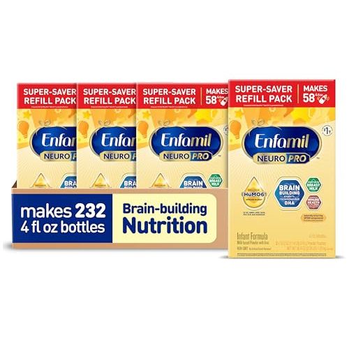 Enfamil NeuroPro Baby Formula, MFGM* 5-Year Benefit, Expert-Recommended Brain-Building Omega-3 DHA, Exclusive Immune Supporting HuMO6 Blend, Infant Formula Powder, Baby Milk, 36.4 Oz (Pack of 4)