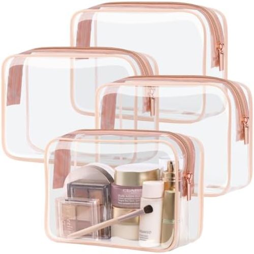 PACKISM Clear Makeup Bag - 2 Packs TSA Approved Toiletry Bag for Women Quart Size Travel Bag TSA Approved, Clear Toiletry Bags for Traveling