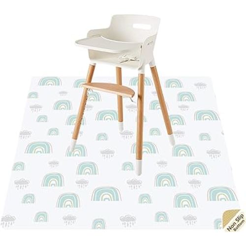 Splat Mat for Under High Chair/Arts/Crafts by CLCROBD, 51" Baby Anti-Slip Food Splash and Spill Mat for Eating Mess, Waterproof Floor Protector and Table Cloth (Rainbow Dreams)
