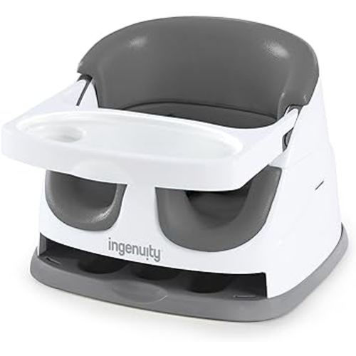 Ingenuity Baby Base 2-in-1 Booster Feeding and Floor Seat with Self-Storing Tray - Slate