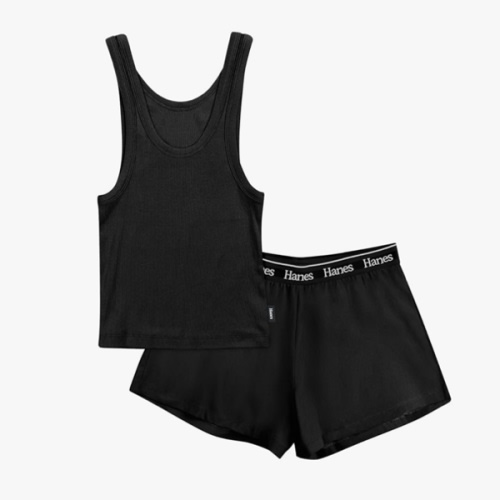 Hanes Women's Originals Comfywear Rib Crop Tank and Sleep Shorts, 2-Piece Set