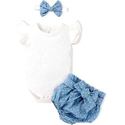 AMAWMW Newborn Baby Girl Summer Clothes Ruffle Ribbed Romper Vintage Floral Bloomers Shorts Outfit Infant Gift Set