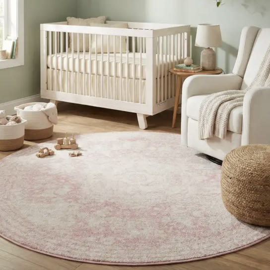 Pink 5' 3 x 5' 3 Dover Round Rug | Rugs.com