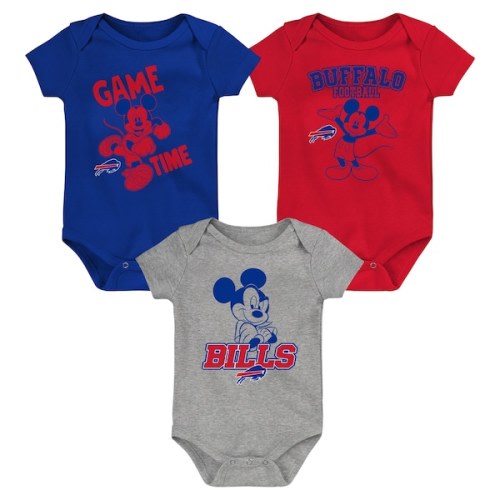 Buffalo Bills Newborn & Infant Three-Piece Disney Game Time Bodysuit Set - Royal/Red/Gray