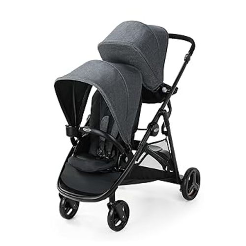 Graco Ready2Grow 2.0 Double Stroller, Twin Baby Stroller Features Bench Seat and Standing Platform Options, Compact Fold Perfect for Baby Travel, Rafa