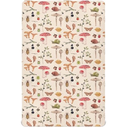 Fitted Crib Sheets for Baby Boys or Girls Soft Breathable Baby Play Yard Sheet for Standard Size Crib Mattress 52x28in Watercolor Safari Mushroom