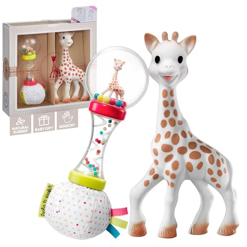 Sophie la girafe Ready to Give Birth Box | Includes Sophie la girafe & Soft Maracas Rattle | Comfort & Soothe | Awaken All 5 Senses
