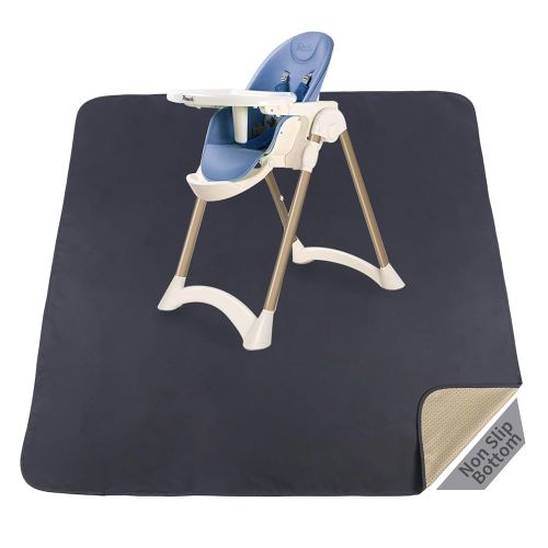 Splat Mat for Under High Chair/Arts/Crafts/Outdoor Picnic Mat, Washable Baby Spill Mat Waterproof Anti-Slip Floor Splash Mat, 51"x 51"Portable Baby Play Mat and Table Cloth-Dark Gray