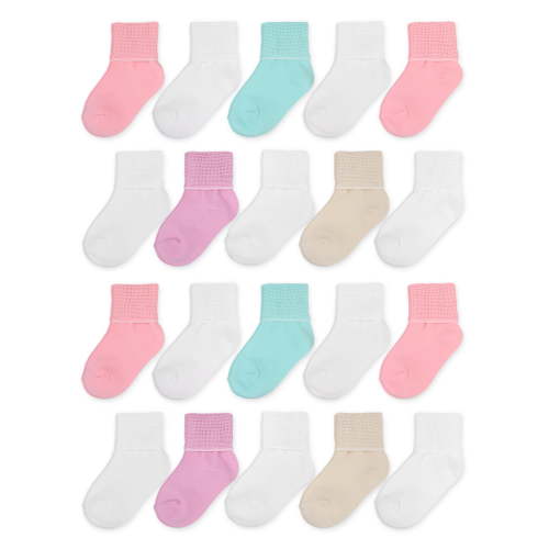 Wonder Nation Baby and Toddler Girl Folded Cuff Socks, 20-Pack, Sizes 0M-5Y