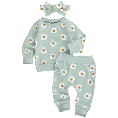 0-24M Flower Newborn Infant Baby Girl Clothes Set Long Sleeve Sweatshirts Tops Pants Outfits
