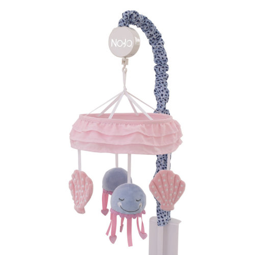 NoJo Mermaid Lagoon Pink and Blue Seashells and Jellyfish Ruffled Carousel Style Musical Mobile | Wayfair