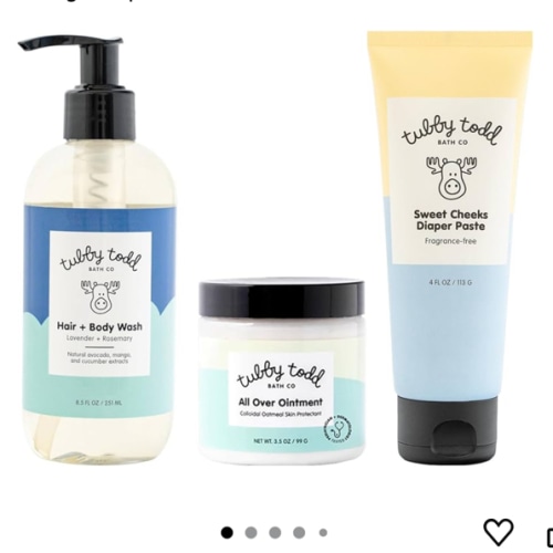 TUBBY TODD Baby Bundle Newborn Skin Care Set - Hypoallergenic Hair + Body Wash, All Over Ointment with Colloidal Oatmeal, Sweet Cheeks Diaper Paste - Fragrance Free, Standard Size