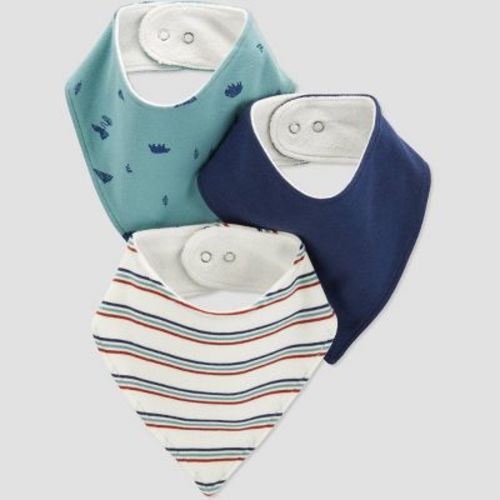 Carter's Just One You® Baby Boys' 3pk Striped Forest Bib - Navy Blue