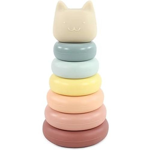 Hudson Baby Silicone Stacking Toy, Kitten, One Size