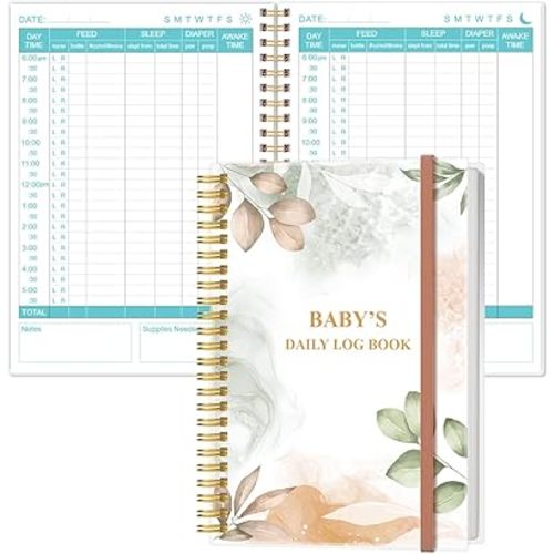 Baby's Daily Log Book - A5 Baby's Tracking for Newborns, 150 Easy to Fill Pages to Track and Monitor Your Newborn Baby's Schedule, Rose Leaf