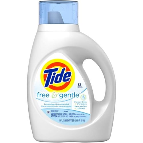 Tide Free & Gentle Liquid Laundry Detergent, Unscented, 1.47 L (32 Loads)