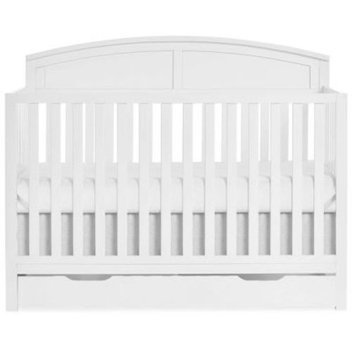 Dream On Me Storybrooke 5-in-1 Convertible Crib with Under Drawer In White, JPMA & Greenguard Gold Certified