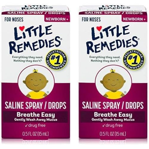 Little Remedies Saline Spray and Drops, Safe for Newborns, 0.5 fl oz (Pack of 2)