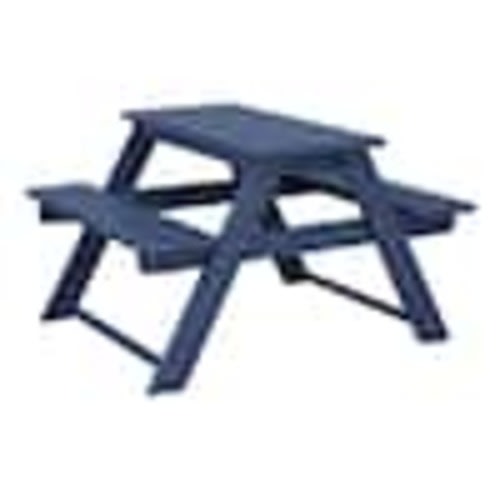 WESTIN OUTDOOR Children's Laguna Outdoor Patio All Weather Plastic 29.75 in. Rectangle Kids Picnic Play Table with Benches in Navy Blue OP1201-NB