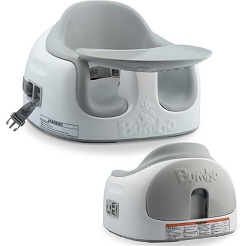 Bumbo 3-in-1 Multi-Seat for 6 to 36 Months, Travel Baby Feeding & Play Floor Seat, All-in-One Portable Booster with Tray & Toddler High Chair, Cool Grey