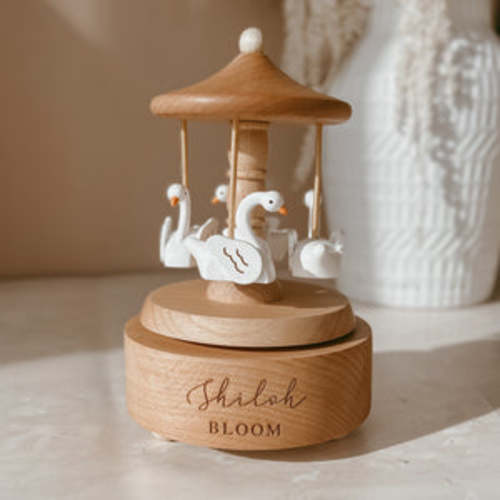 Heirloom Wooden Musical Carousel - Swan – Blossom and Pear