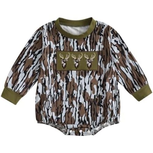 Pudcoco Duck Hunting Baby Clothes Infant Baby Boys Girls Camoflage Embroidered Mallard Duck Sweatshirt Romper