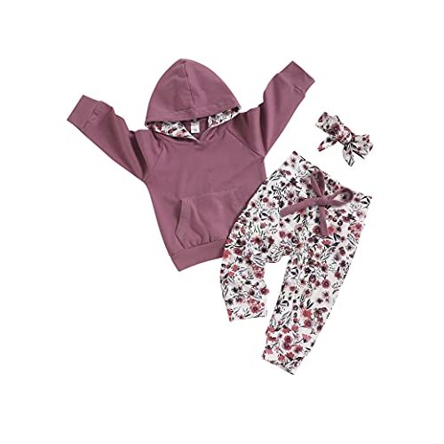 oklady Baby Girl Clothes,Hoodie Tops Floral Pant with Cute Headband Baby Girl Fall Outfits