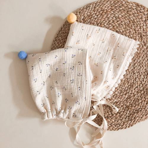 Baby Bonnet | Muslin Flower Gauze Bonnet | Baby Gift
