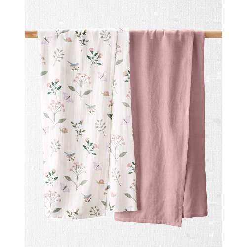 Botanical Butterfly Baby 2-Pack Organic Cotton Muslin Swaddle Blankets