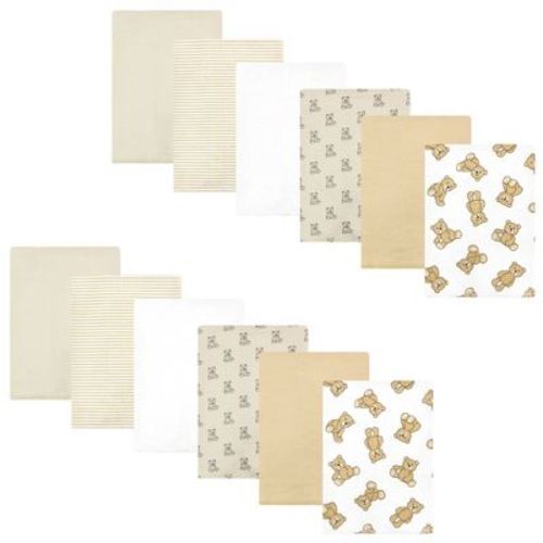 Hudson Baby Cotton Flannel Burp Cloths Bundle, Teddy Bears, One Size