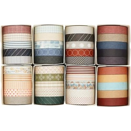 Knaid 40 Rolls of Slim Washi Tape Gift Box Set, Decorative Paper Tapes 10 mm Wide for Scrapbooking, DIY Arts and Crafts, Bullet Journal, Planner, Junk Journal, Notebooks (Minimalist)