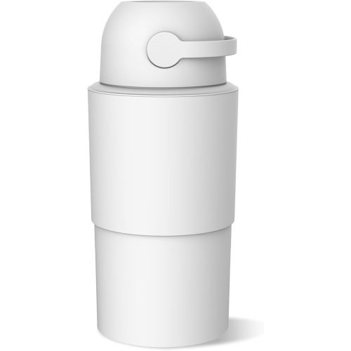 Pure Magic Baby Diaper Pail - Heka, Patented Odor-Stop System, Collapsible, Use Any Garbage Bag, One Hand Free Lever, 1 Roll of Bag incld. (Large, White)