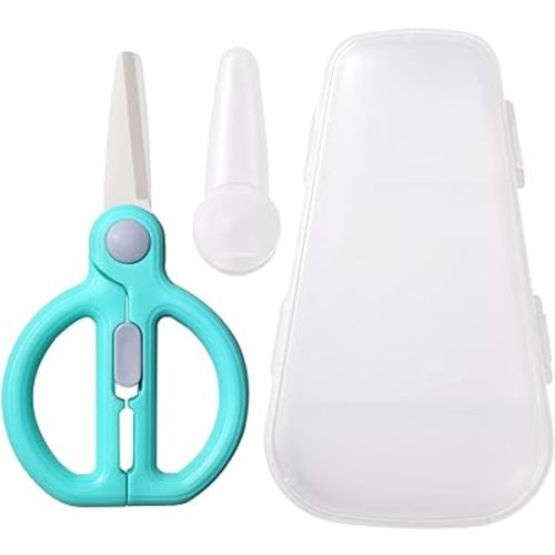 Baby Food Scissors Kids with Case Travel, Ceramic Kitchen Scissors for Food with Safety Lock, Baby Food Cutter (D)