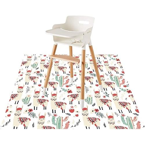 Splat Mat for Under High Chair/Arts/Crafts by CLCROBD, 51" Baby Anti-Slip Food Splash and Spill Mat for Eating Mess, Waterproof Floor Protector and Table Cloth