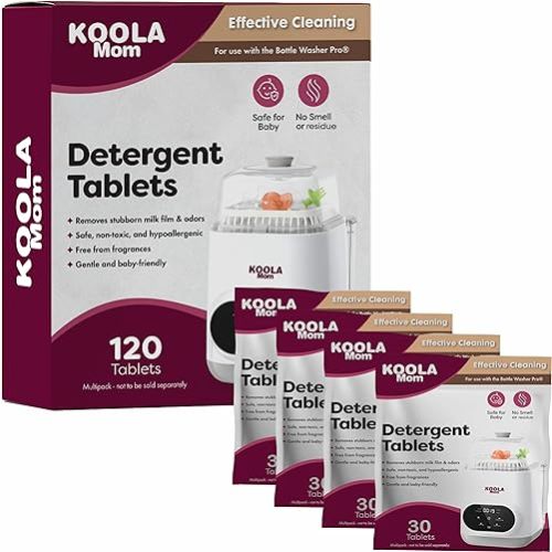 Baby Bottle Washer Detergent Tablets For Momcozy Baby Breeza & All Bottle Washers - Removes Milk Film & Odor - Non-Toxic, Fragrance-Free Cleaner for Bottles & Pump Parts - 120 Count KOOLA Mom