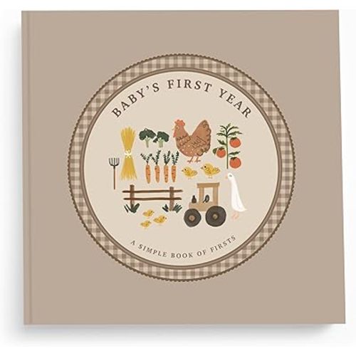 Lucy Darling Little Farmer Baby Memory Book – First Year Journal, 5-Year Milestone Scrapbook & Photo Album – Rustic Farming Adventure Keepsake for Baby Boy or Girl
