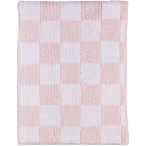 Living Textiles Chenille Knitted Blanket - Pink Check