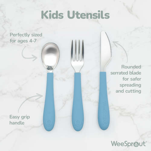 Kids Stainless Steel Utensils Set Silverware 2 Spoons 2 Forks 2 Knives – WeeSprout