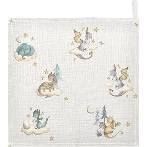 vvfelixl Dragon Baby Baby Burp Cloths Baby Muslin Washcloths for Boys Girls Cotton Baby Face Towel for Newborn Infants Soft and Absorbent 11.8 X 11.8 in, 5 Pack