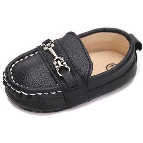 LONSOEN Baby Girls Boys Loafers Prewalker Dress Crib Shoes