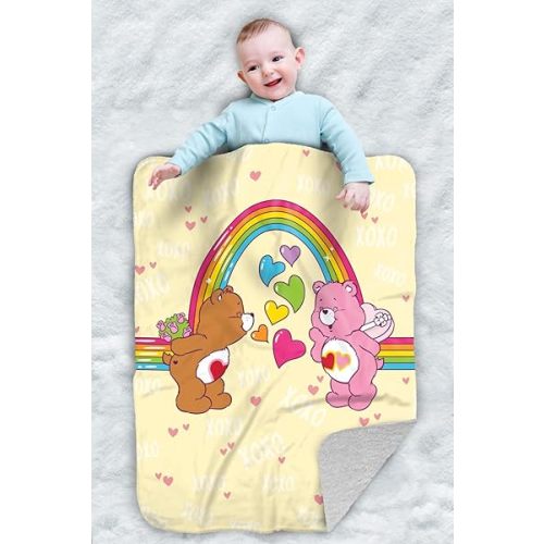 XOXO Care Bears Care Bears Sherpa Baby Blanket, Warm Soft Cozy, Unisex for Infants Girls & Boys 30"X40"